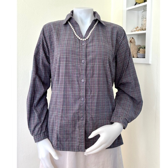 Woolrich purple grey gray pink plaid flannel button front long sleeve shirt - Picture 4 of 16